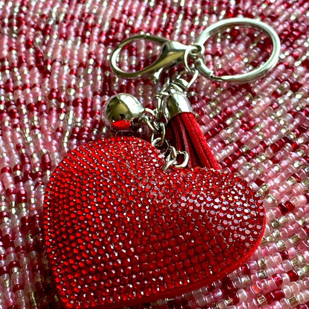 Stunning New Sparkly Red Valentines Heart ❤️ Keychain